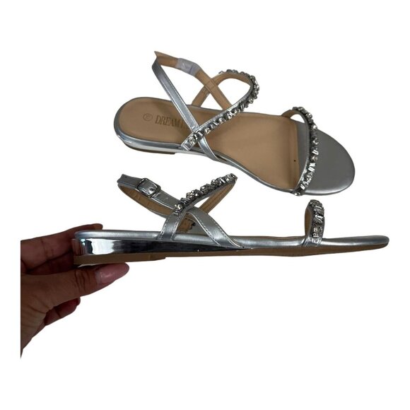 Dream Pairs Women SZ 7.5 Double Strap Slingback Sandals -Rhinestones Embellished - Picture 5 of 9